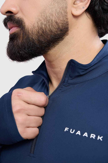 Fuaark NZ Navy Axis Pullover sweatshirt, soft fabric, long sleeves, and a comfortable fit for casual wear.