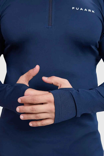 Fuaark Nz Axis Pullover Sweatshirt in navy, casual long-sleeve crewneck with ribbed cuffs and relaxed fit.