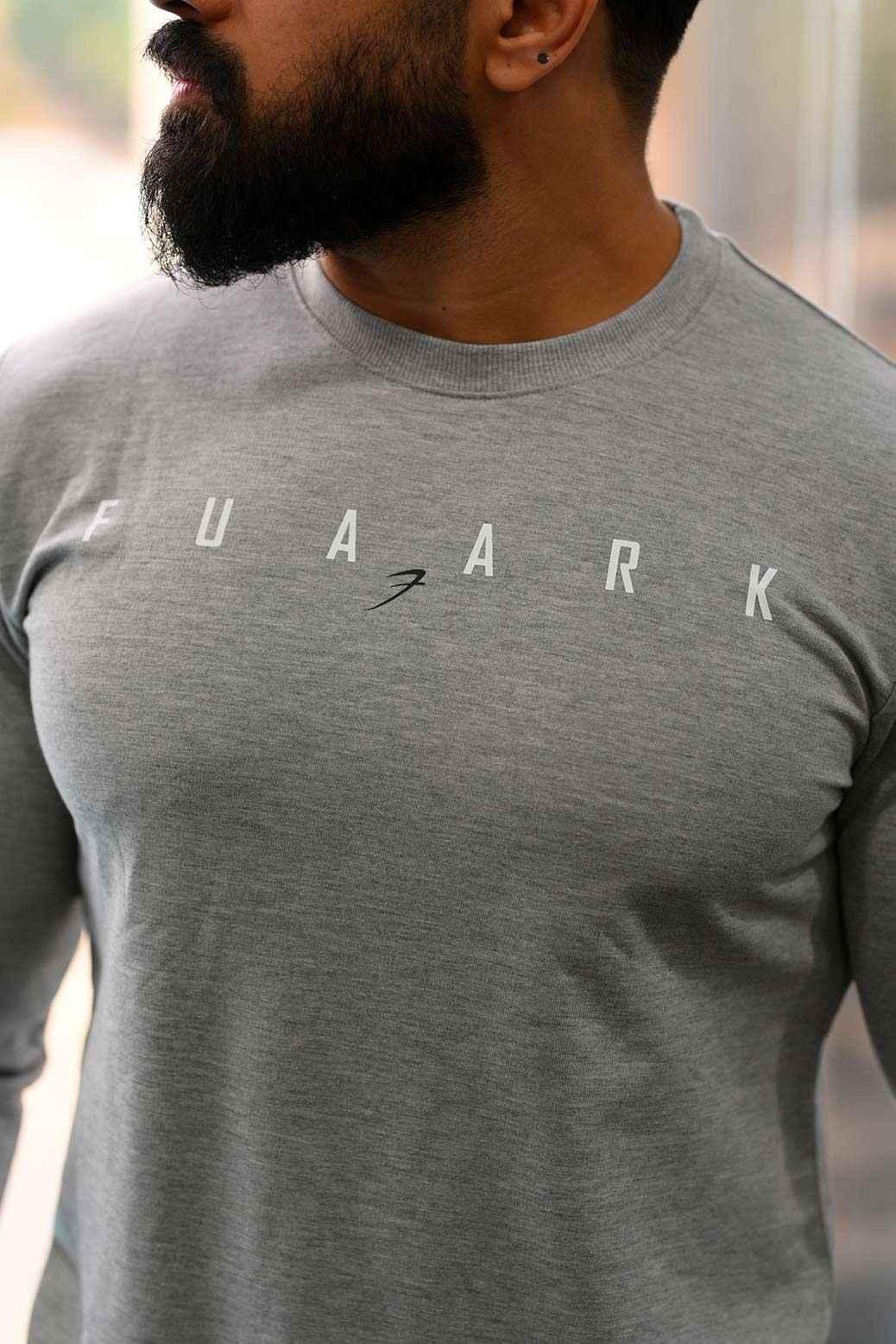 Light grey fall sweatshirt by Fuaark Nz, showing a cozy sweatshirt with a relaxed fit and soft fabric for autumn wear.