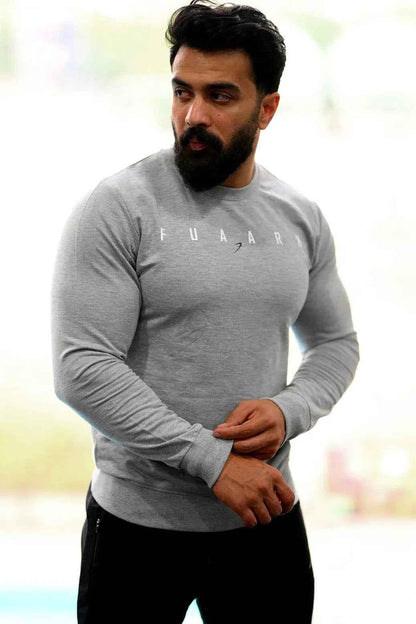 Light grey fall sweatshirt by Fuaark Nz, soft fabric, casual fit, featuring a cozy design perfect for autumn wear.