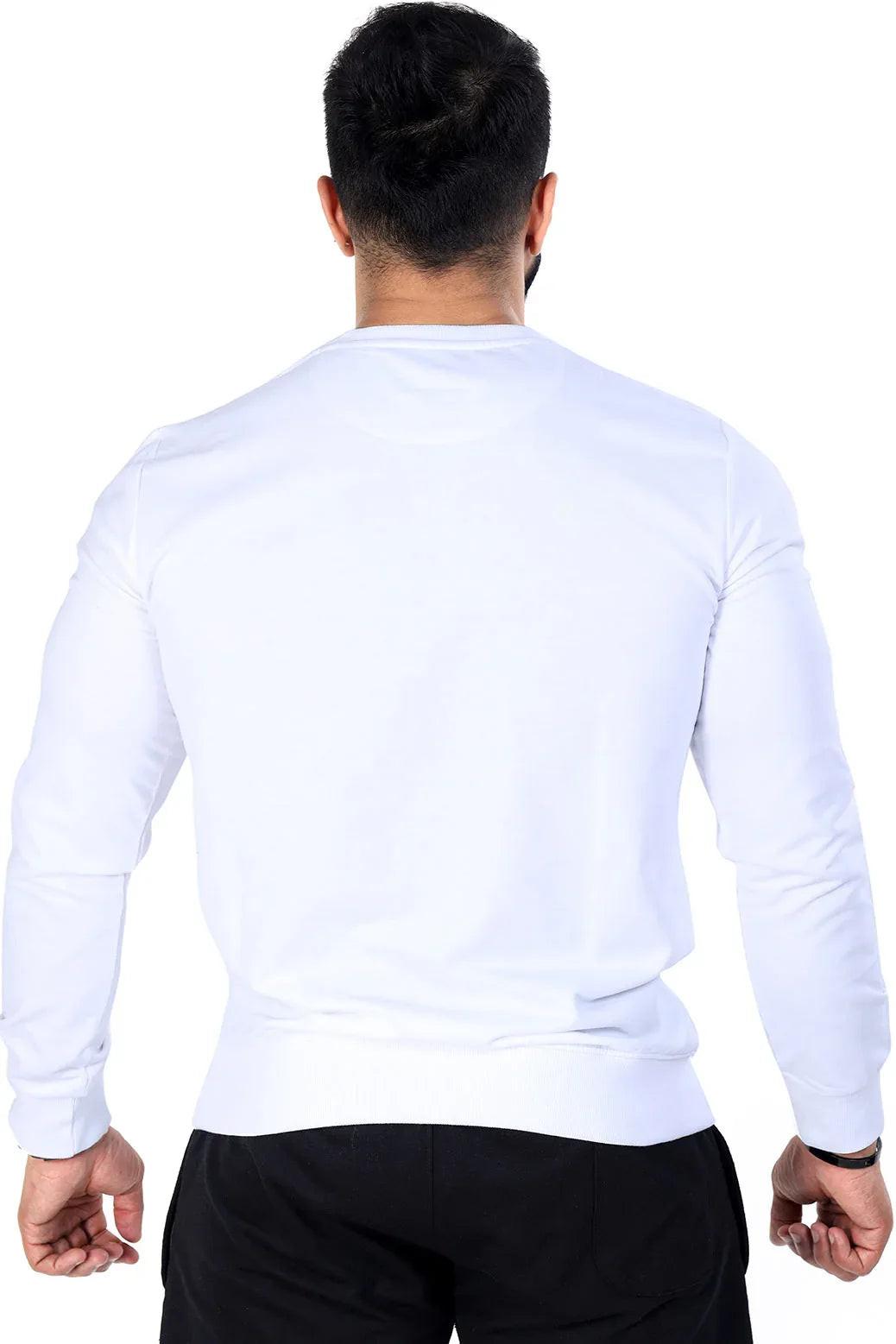 White Fall Sweatshirt from Fuaark NZ, featuring a cozy design and casual fit, perfect for autumn wear.