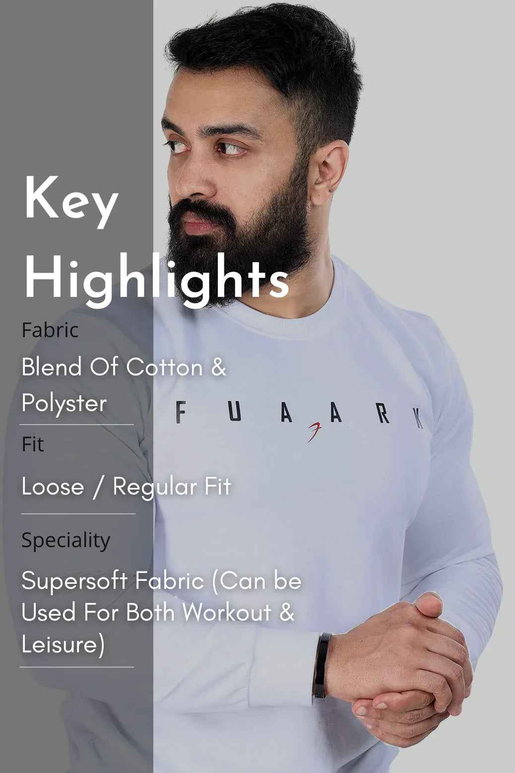 White fall sweatshirt from Fuaark Nz featuring a cozy, casual design perfect for autumn wear.