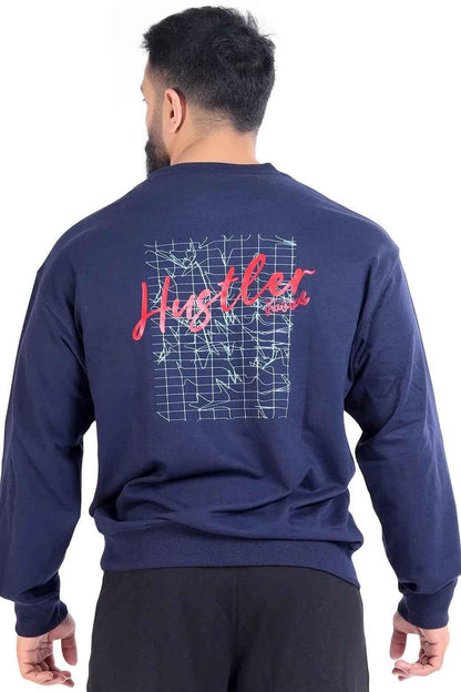 Fuaark Nz navy oversized Hustler sweatshirt featuring a relaxed fit and soft fabric, perfect for casual wear.