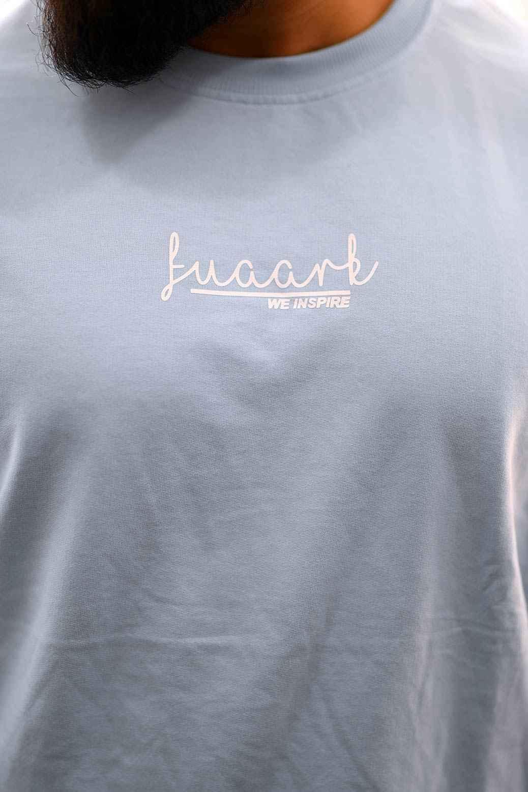 Sky blue oversized sweatshirt by Fuaark Nz, casual and comfortable sweatshirt with a relaxed fit and stylish design.