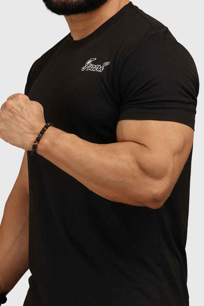 Fuaark Nz stylish black checks T-shirt with a regular fit, showcasing a trendy checkered pattern on soft fabric.