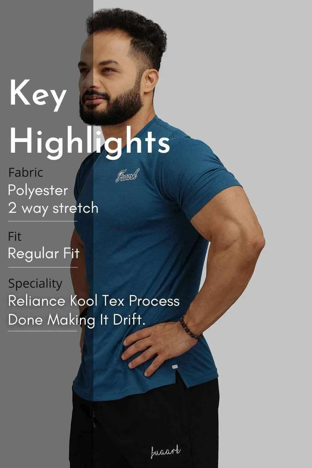 Teal Checks Regular T-shirt by Fuaark Nz, casual fit, soft fabric, with classic check pattern and round neckline.