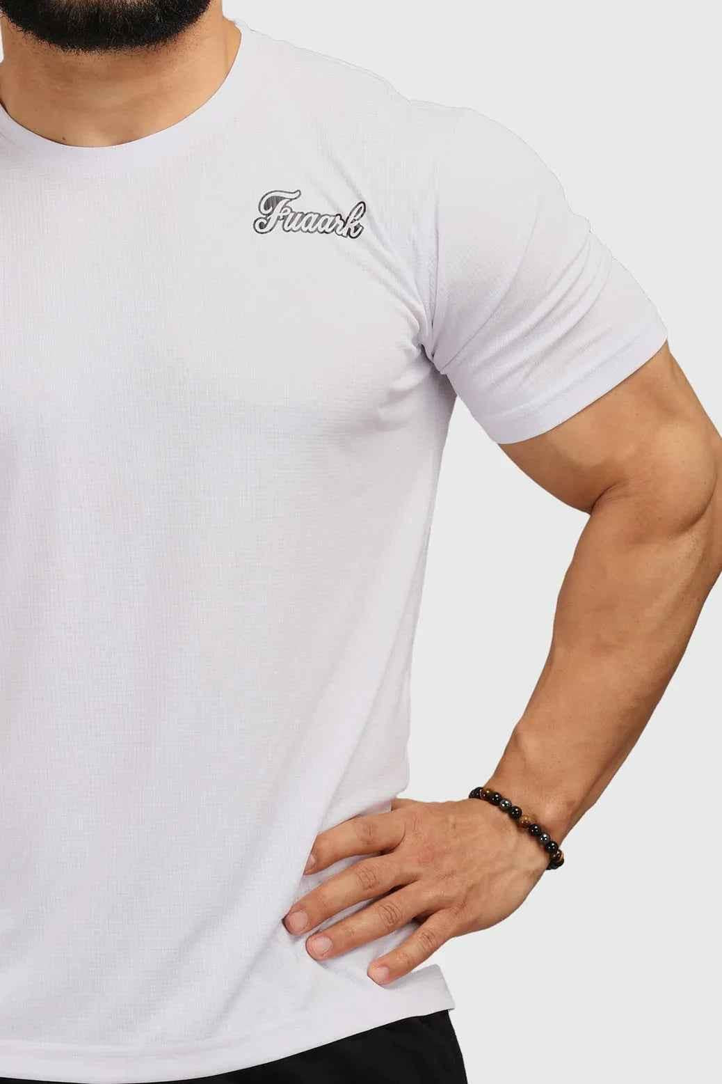 White Checks Regular T-shirt by Fuaark Nz, casual cotton T-shirt with a classic check pattern and comfortable fit.