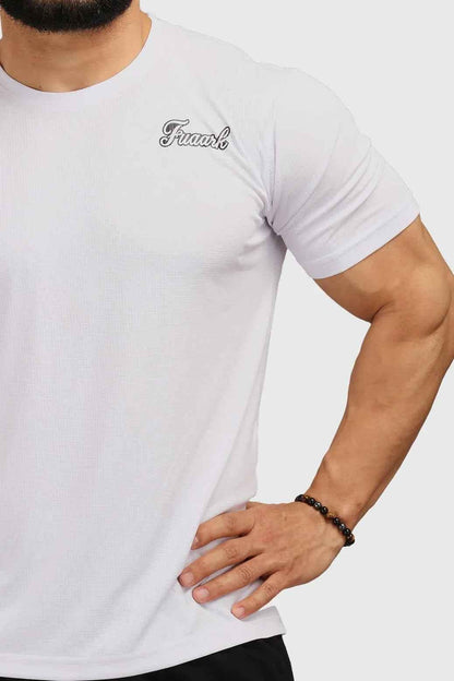 White Checks Regular T-shirt by Fuaark Nz, casual cotton T-shirt with a classic check pattern and comfortable fit.