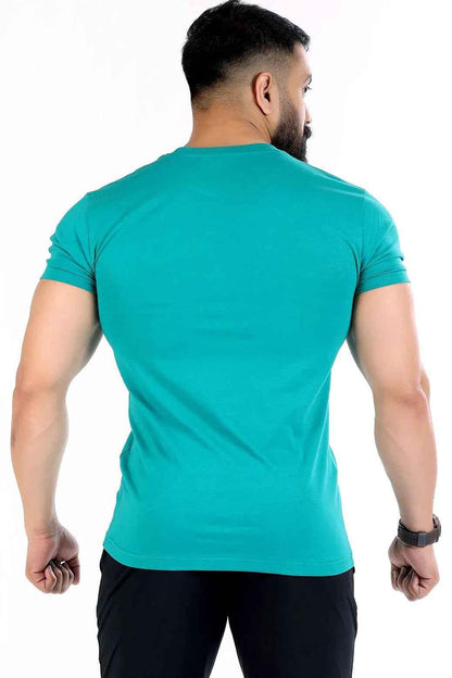 Turquoise green Fuaark Nz classic T-shirt for men with a comfortable fit and timeless style, shown on a plain background.