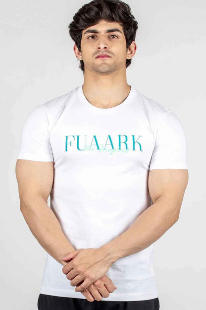 White classic T-shirt from Fuaark Nz, showcasing a simple, comfortable design perfect for timeless style and everyday wear.