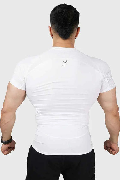 White Fuaark Nz Compression 2.0 T-shirt, premium athletic T-shirt designed for performance and comfort.