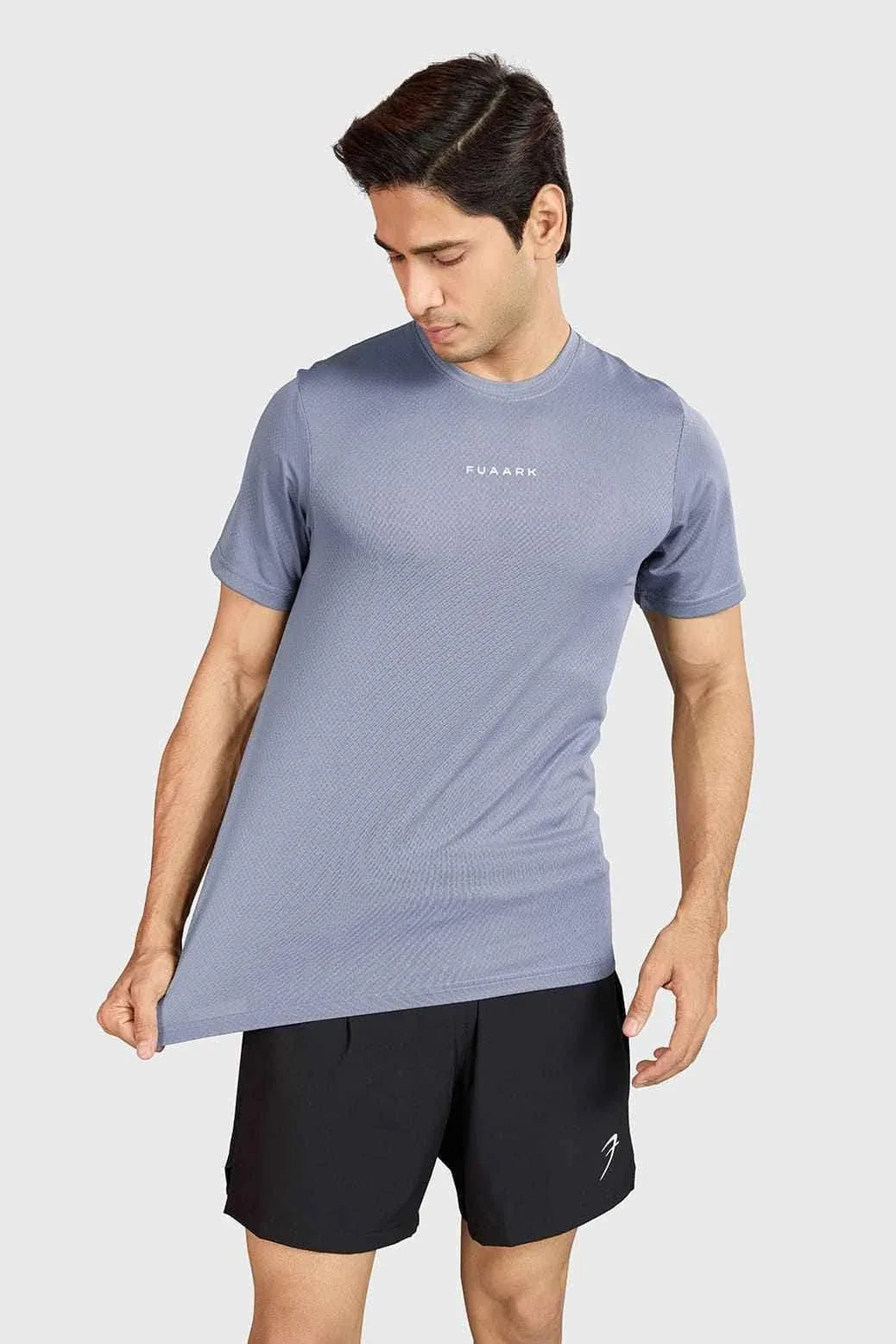 Fuaark Nz grey Slate Performance Running T-shirt for men, lightweight and breathable athletic T-shirt for running.