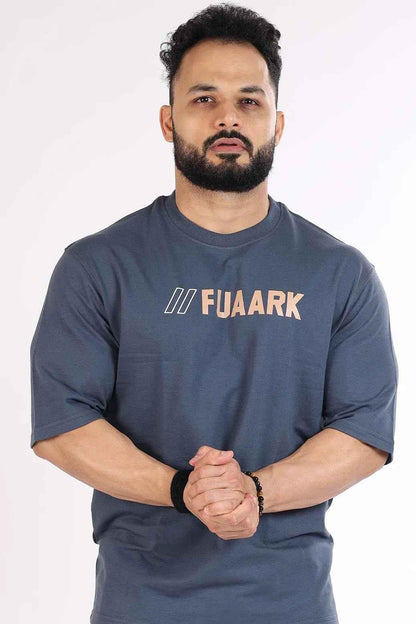 Grey oversized T-shirt by Fuaark Nz featuring a relaxed fit and casual style, perfect for everyday wear.