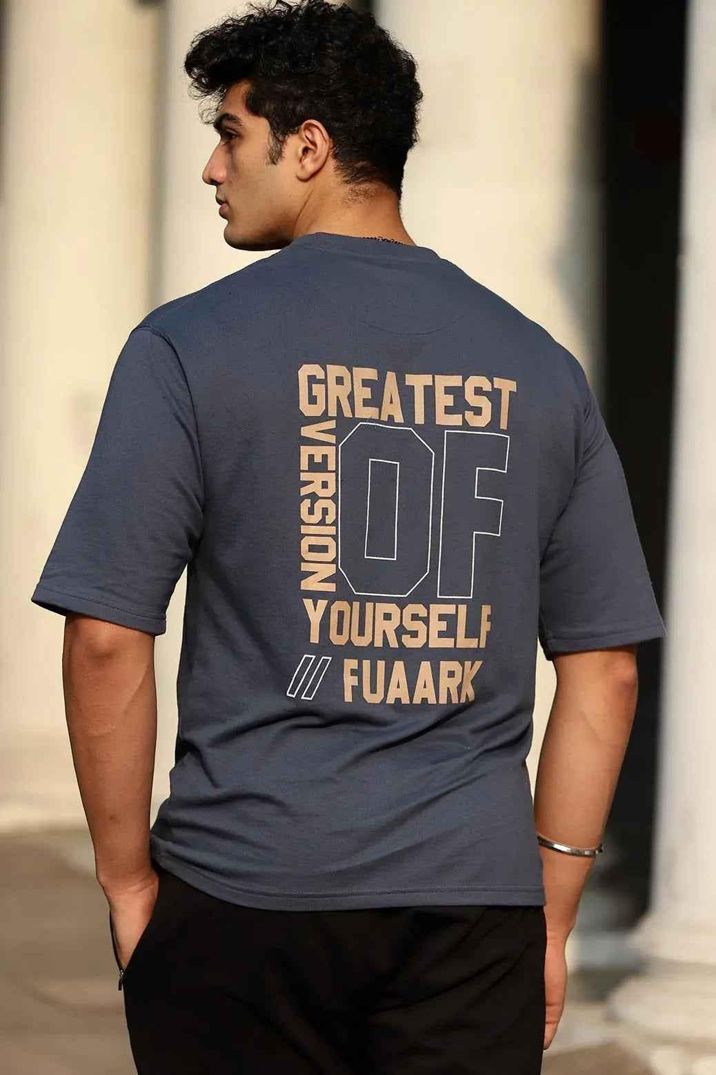 Fuaark Nz Greatest Oversized Grey T-Shirt showing a relaxed fit and soft fabric on a plain background.