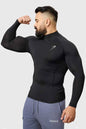 Black high neck compression T-shirt by Fuaark Nz with full sleeves, designed for performance and athletic wear.