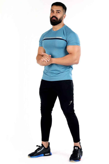 Blue Fuaark Nz lining T-shirt, a casual men's T-shirt with a comfortable fit and simple design, shown on a plain background.