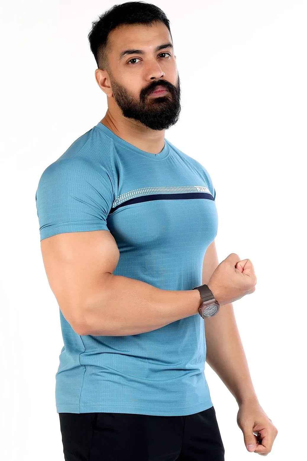 Blue Lining T-shirt by Fuaark Nz, casual short-sleeve T-shirt with a subtle lining detail, perfect for everyday wear.