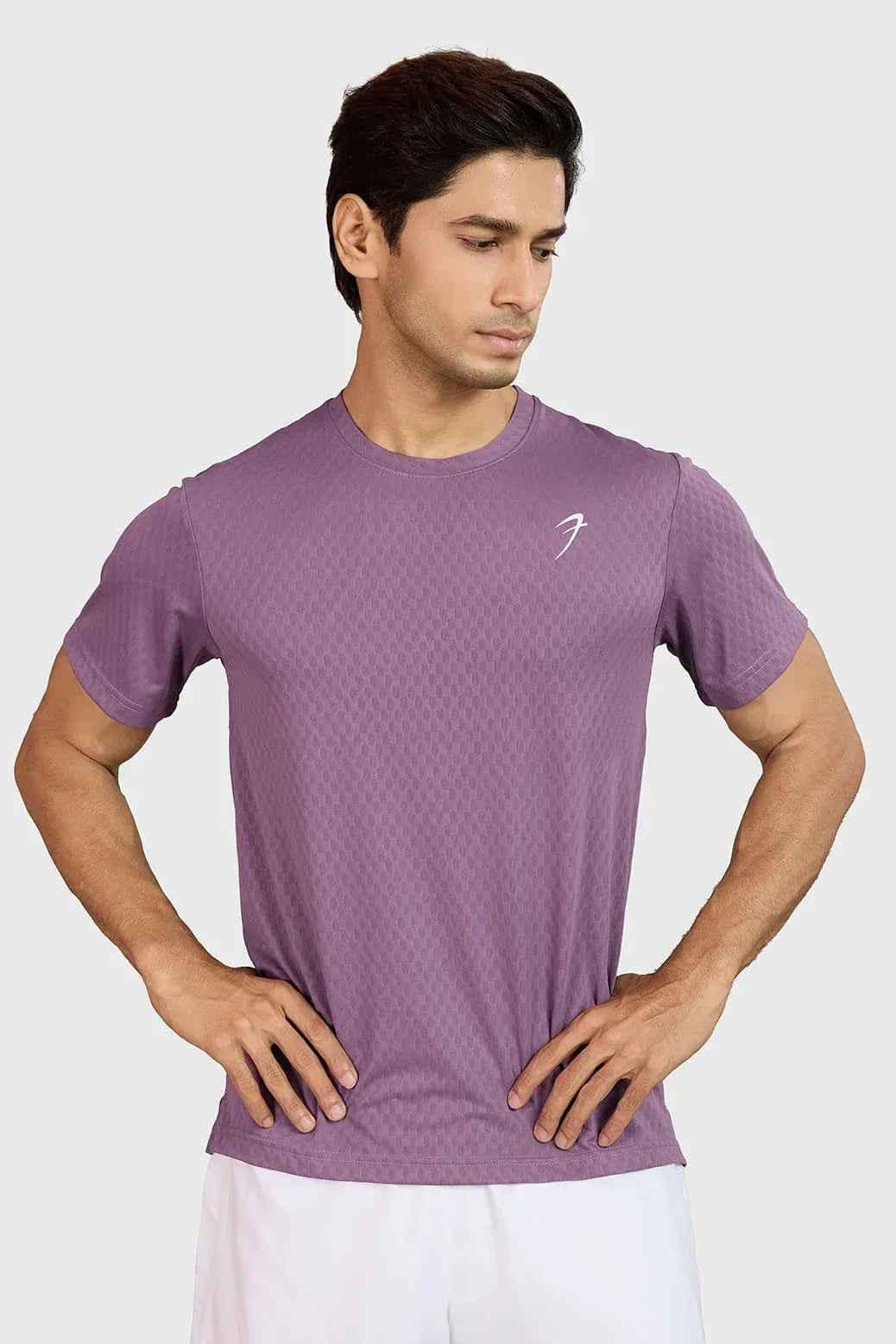 Fuaark Nz Motion Plum men's lightweight running T-shirt, breathable quick-dry performance tee for active wear.
