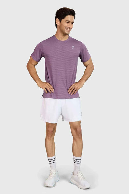 Motion Plum men's lightweight running T-shirt by Fuaark Nz, breathable quick-dry performance tee for active wear.