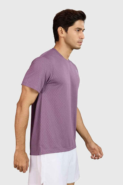 Motion Plum men's lightweight running T-shirt by Fuaark NZ, breathable and quick-dry performance T-shirt for active wear.