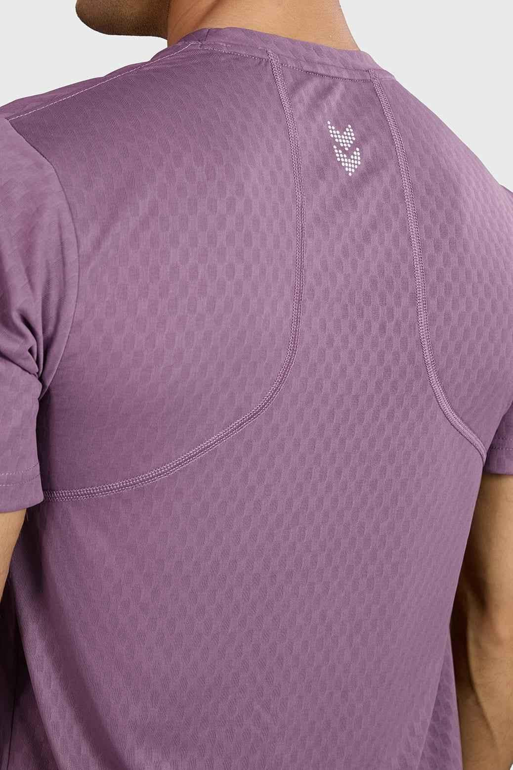 Fuaark Nz Motion Plum men's lightweight running T-shirt with breathable, quick-dry performance fabric, ideal for active wear.