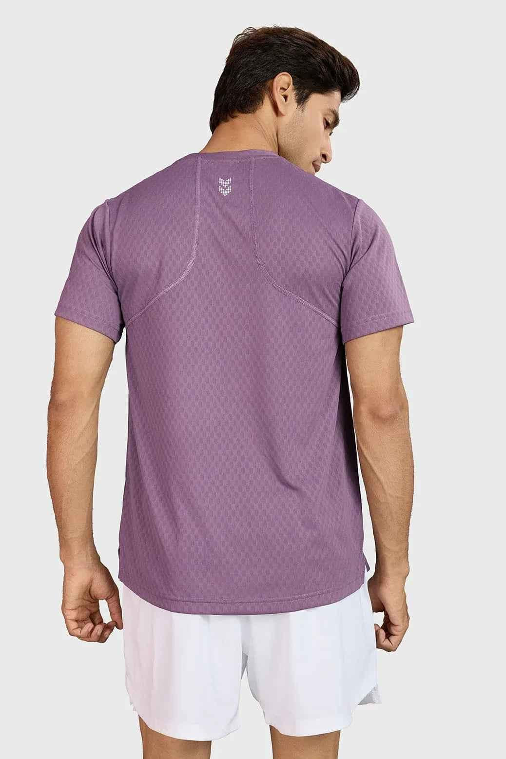 Fuaark Nz Motion Plum men's lightweight running T-shirt, breathable quick-dry performance tee for active sportswear.