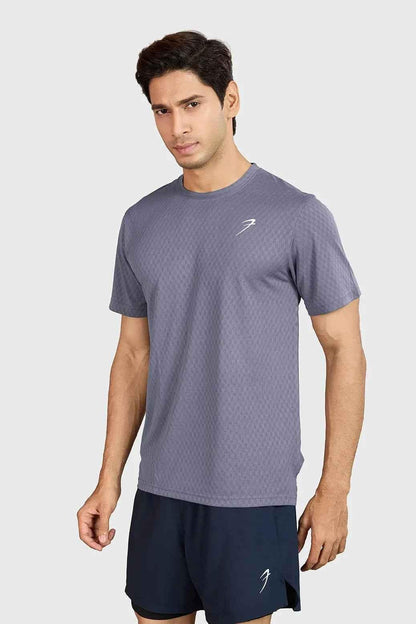 Grey Fuaark Nz Motion Running T-shirt, lightweight athletic T-shirt with breathable fabric and sporty design.
