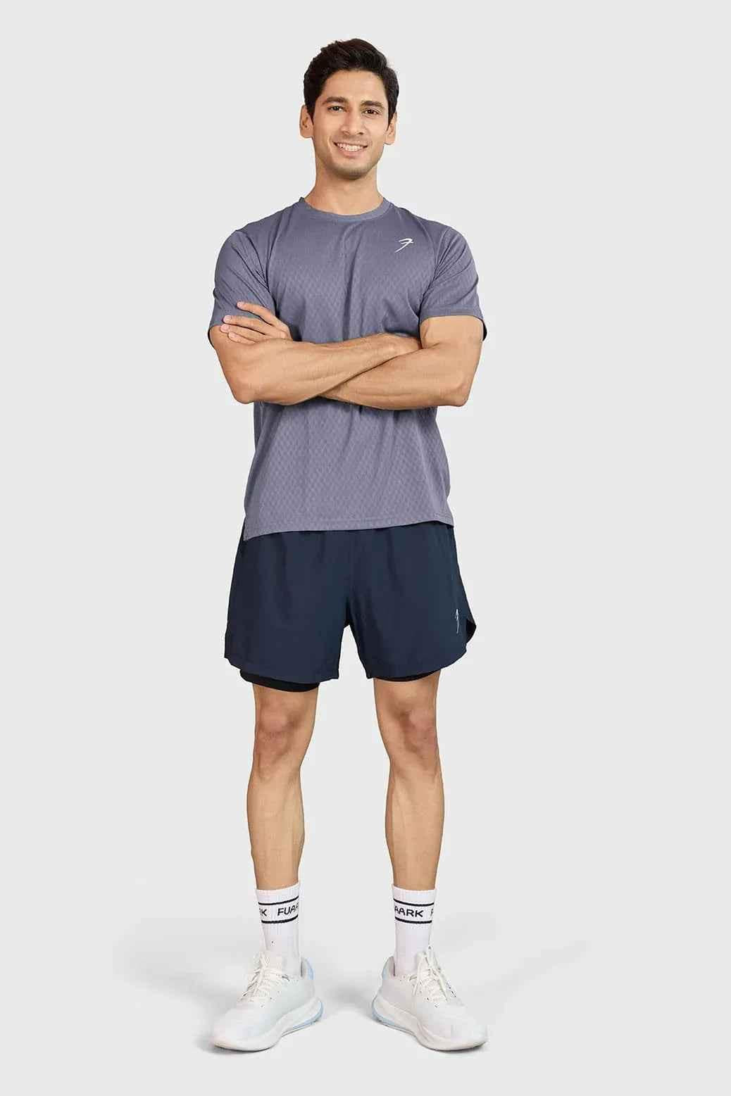 Fuaark NZ Motion Running T-shirt in grey, lightweight athletic T-shirt with moisture-wicking fabric for active wear.