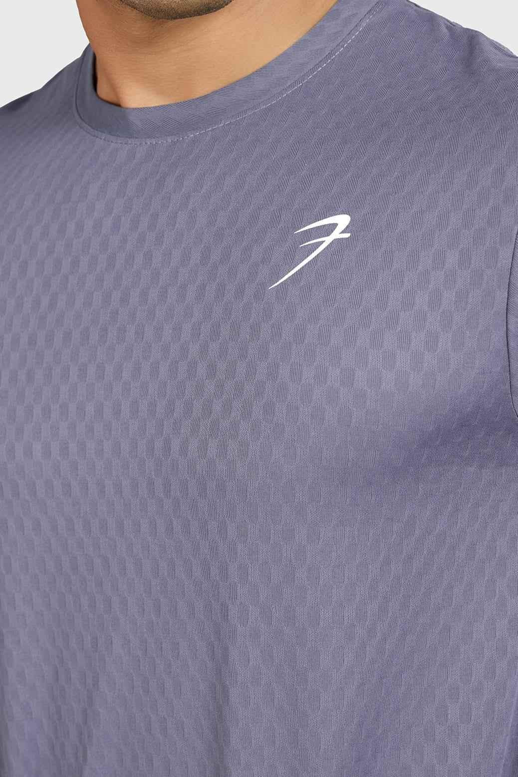 Grey Motion Running T-shirt by Fuaark Nz, showcasing a comfortable athletic fit with breathable fabric for active wear.