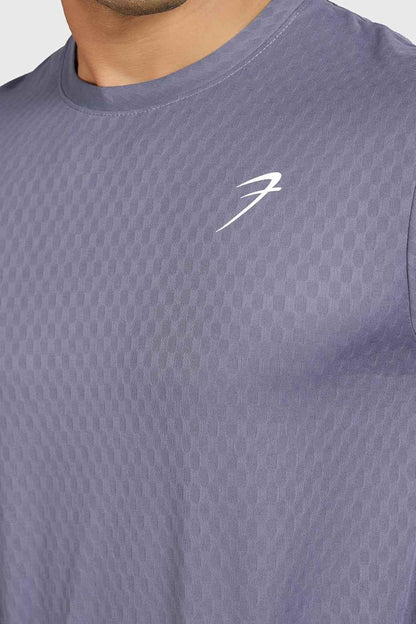 Grey Motion Running T-shirt by Fuaark Nz, showcasing a comfortable athletic fit with breathable fabric for active wear.