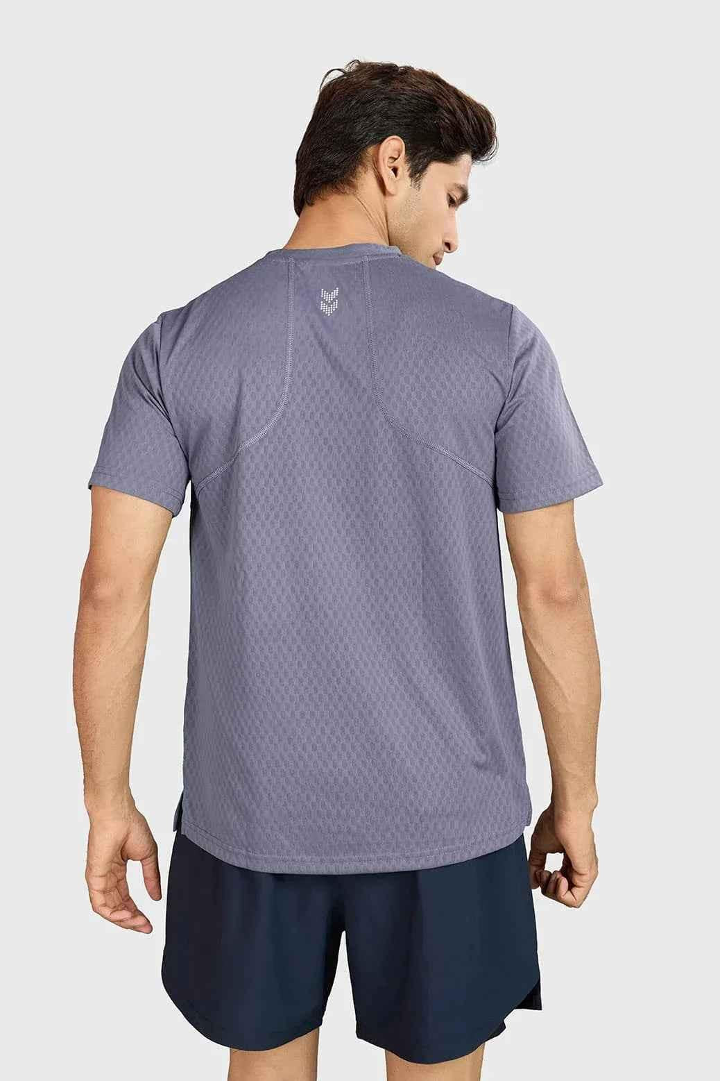 Grey Motion Running T-shirt by Fuaark Nz featuring lightweight fabric and athletic fit, suitable for running and active wear.