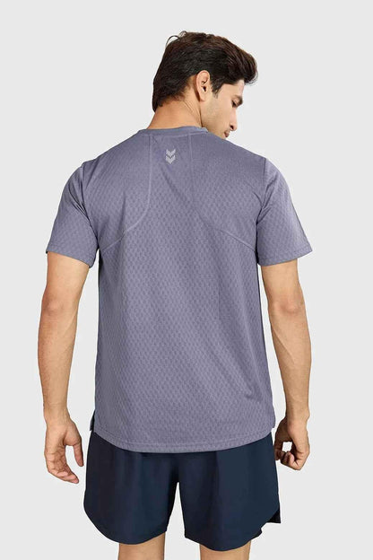 Grey Motion Running T-shirt by Fuaark Nz featuring lightweight fabric and athletic fit, suitable for running and active wear.