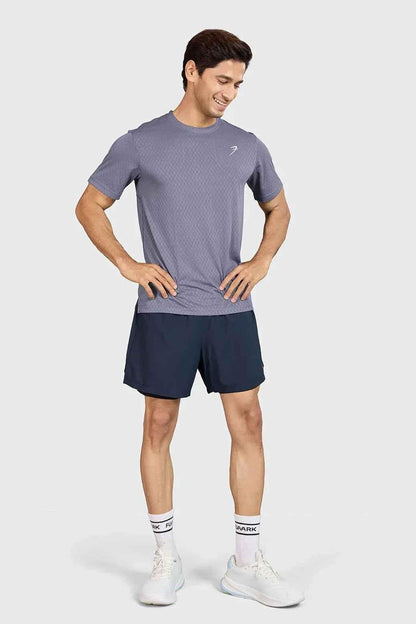 Grey Motion Running T-shirt by Fuaark Nz, showcasing a lightweight, breathable athletic T-shirt with a sleek design.