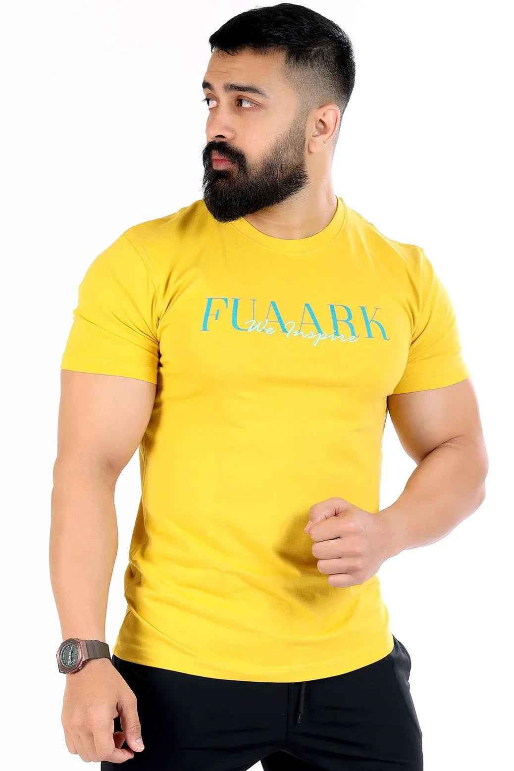 Mustard classic T-shirt by Fuaark Nz, made for everyday comfort, shown on a plain background with a relaxed fit.