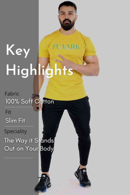 Mustard classic T-shirt by Fuaark Nz, casual everyday wear, soft fabric, crew neck, simple design, for men and women.