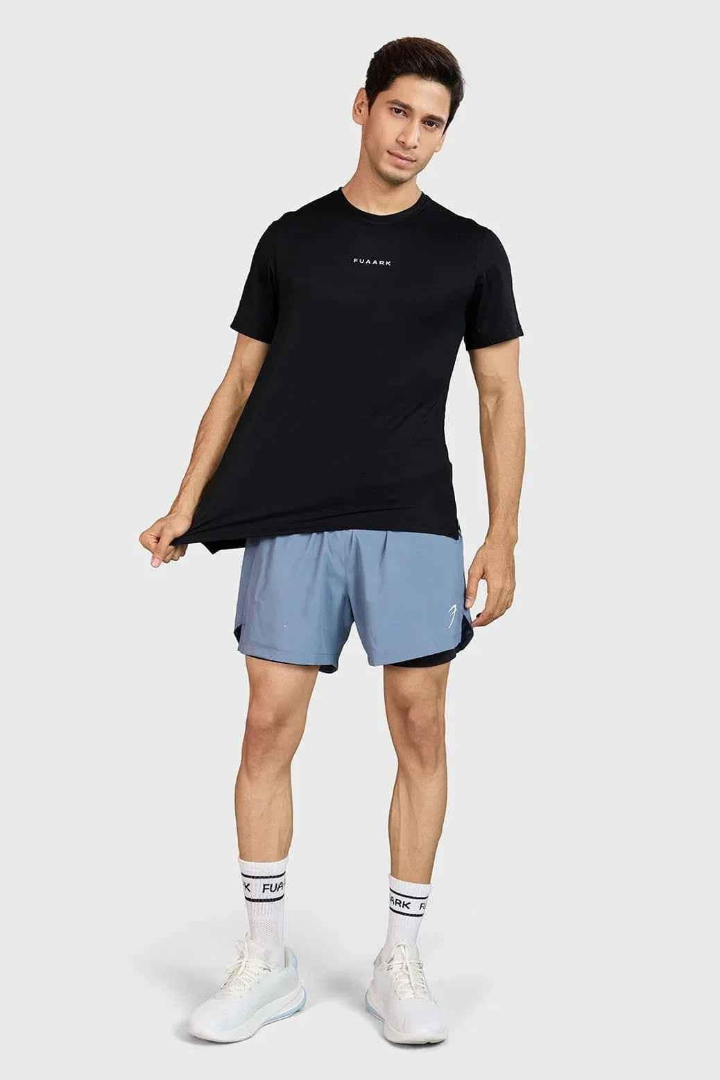 Black Slate Running T-shirt by Fuaark Nz, casual men's T-shirt with a comfortable fit and minimalist design.