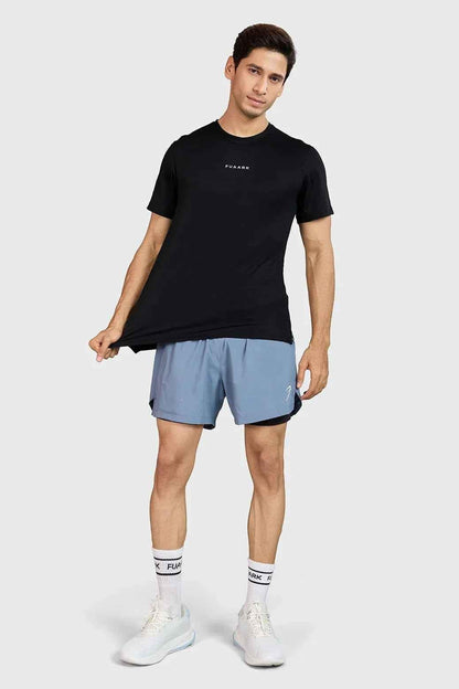Black Slate Running T-shirt by Fuaark Nz, casual men's T-shirt with a comfortable fit and minimalist design.