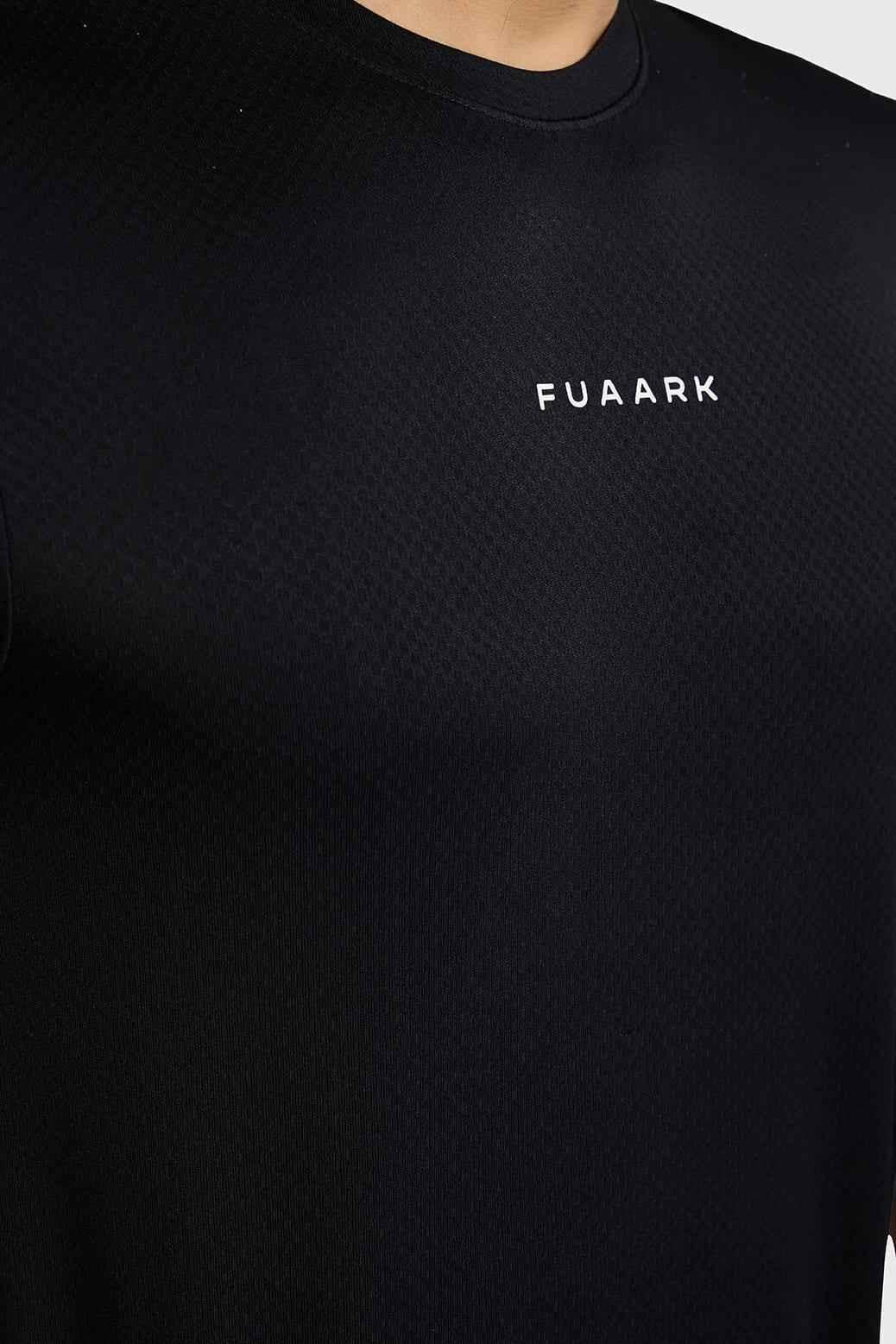 Black Slate Running T-shirt by Fuaark Nz, featuring a comfortable fit and casual style, shown on a plain background.