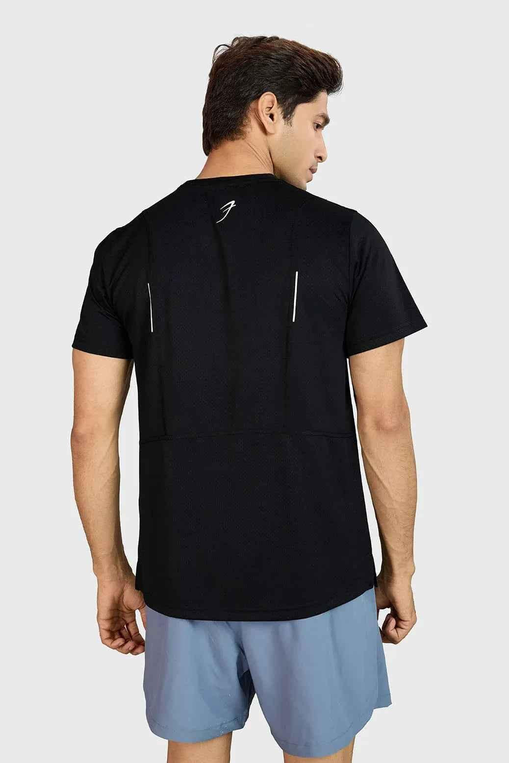 Black Slate Running T-shirt by Fuaark Nz, featuring a comfortable fit and sleek design for active wear.