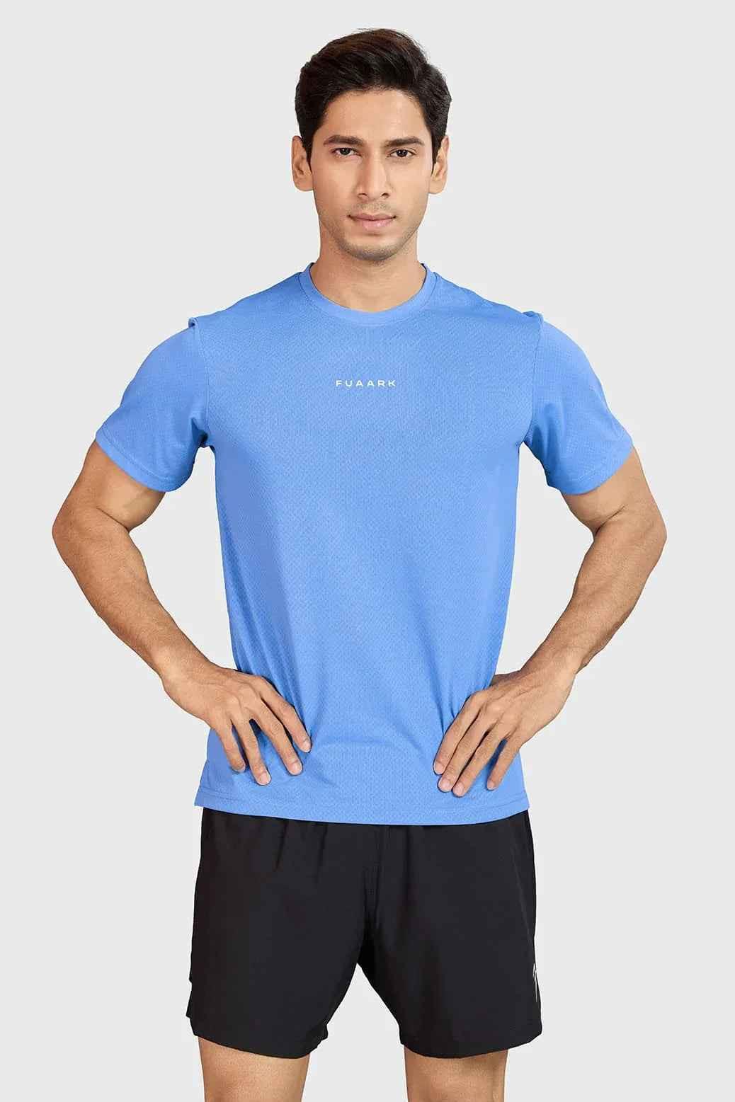 Blue Slate Running T-shirt by Fuaark Nz, casual men's T-shirt with athletic-inspired design and comfortable fit.