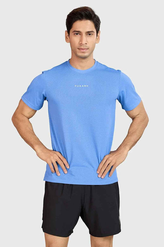 Blue Slate Running T-shirt by Fuaark Nz, casual men's T-shirt with athletic-inspired design and comfortable fit.