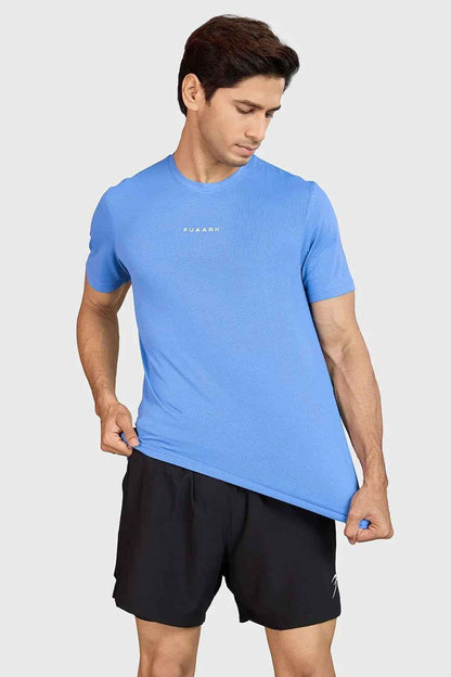 Blue Slate Running T-shirt by Fuaark Nz, featuring a comfortable fit and athletic design for active wear.