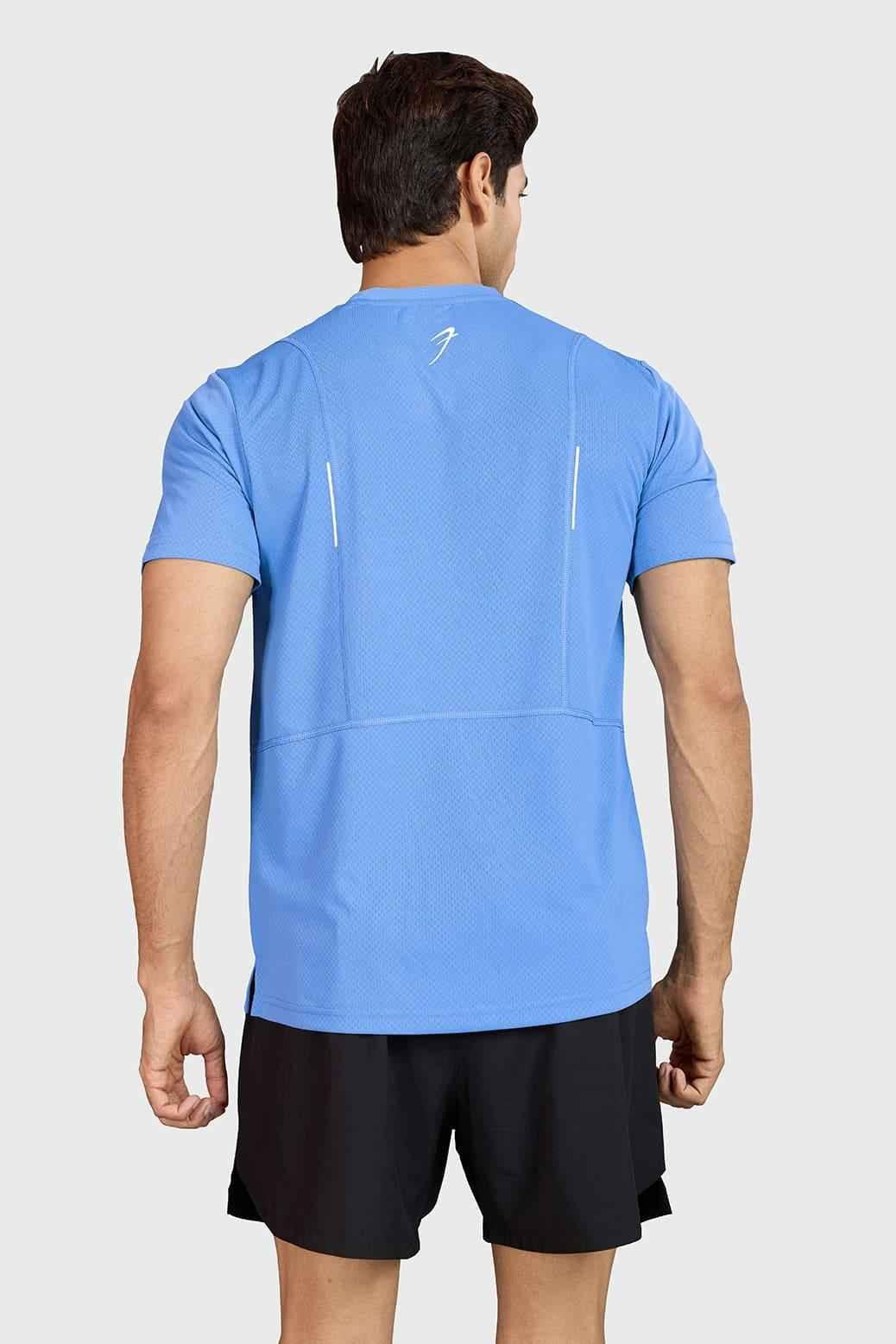 Blue Slate Running T-shirt by Fuaark Nz, featuring a comfortable fit and athletic design for active wear.