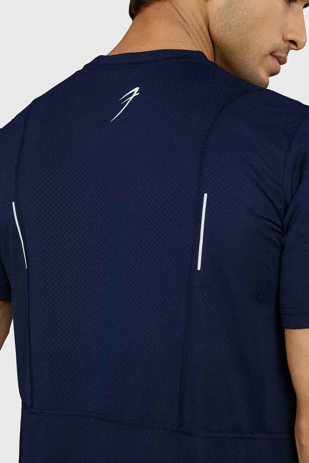 Navy Slate Running T-shirt by Fuaark Nz, men's casual T-shirt with athletic fit and soft fabric, front view.