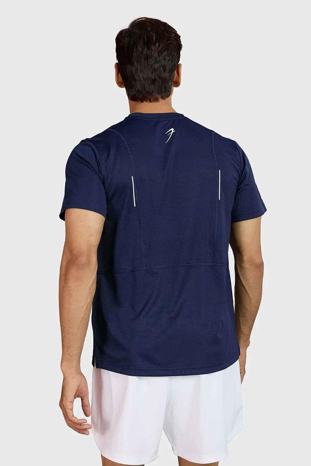 Navy slate running T-shirt from Fuaark Nz featuring a comfortable fit and athletic design, ideal for active wear.