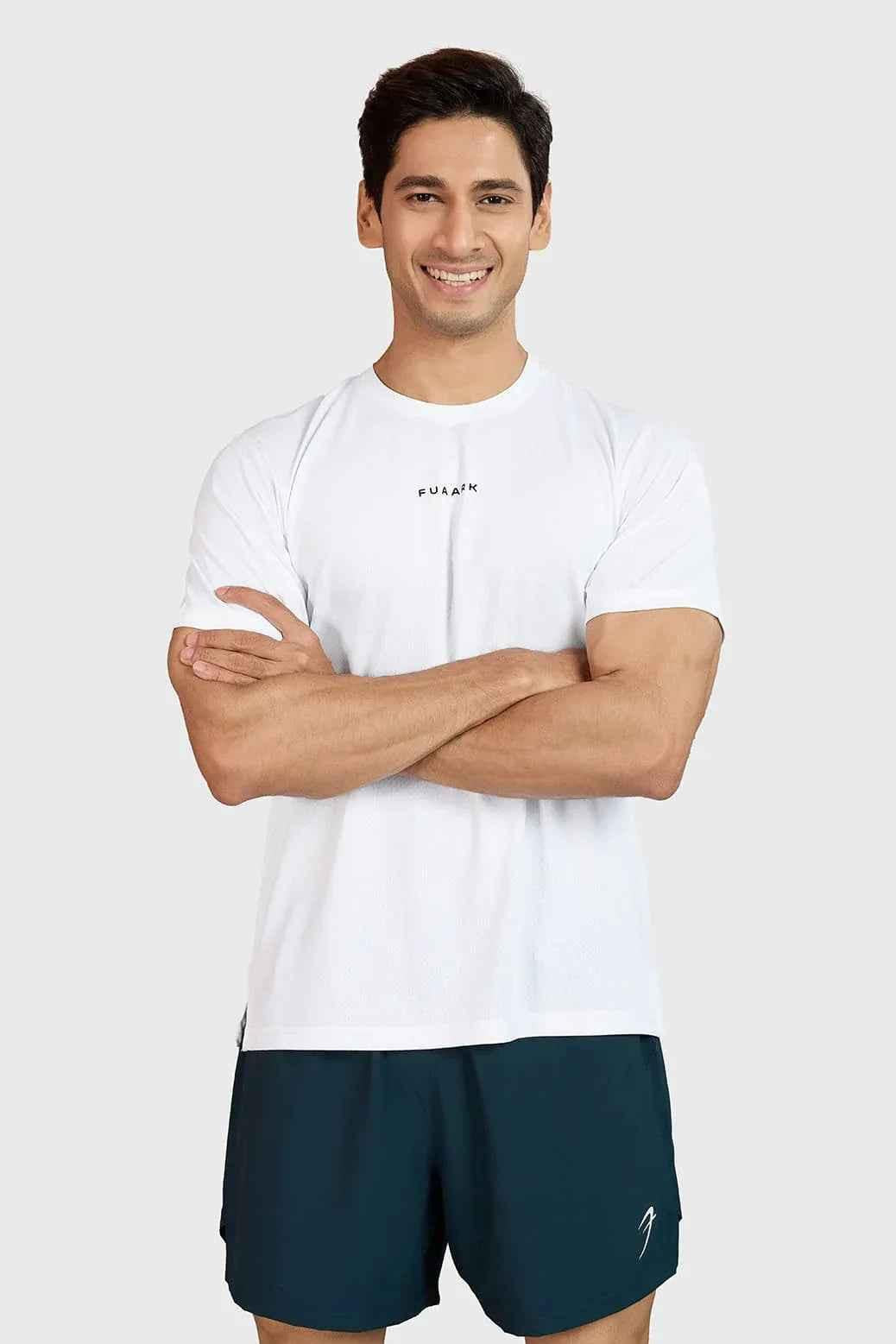 White Slate Running T-shirt by Fuaark Nz, casual men's T-shirt with a sleek design and comfortable fit.