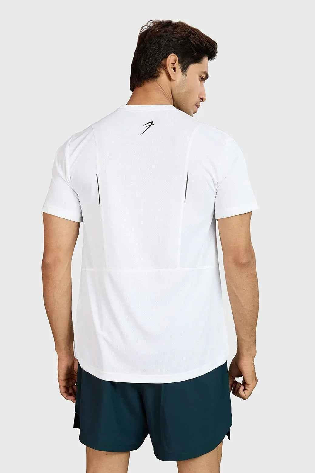 White Slate Running T-shirt by Fuaark Nz, featuring a sleek design and comfortable fit, shown on a plain background.