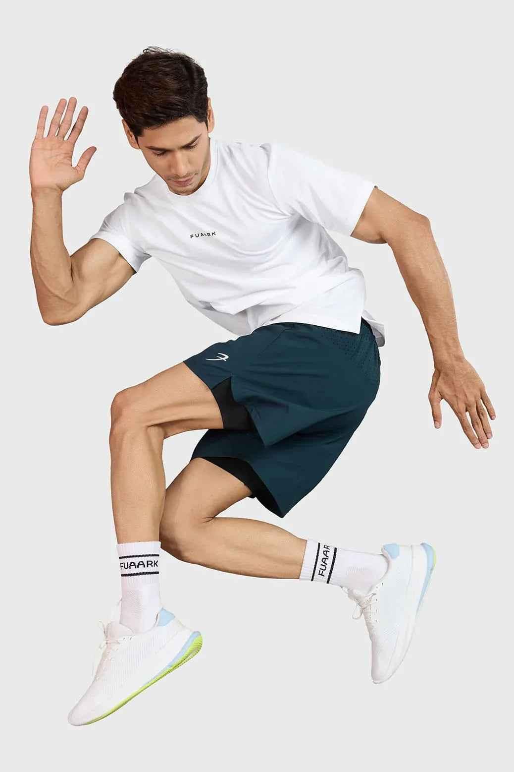 White Slate Running T-shirt by Fuaark Nz, featuring a comfortable fit and athletic design for active wear.