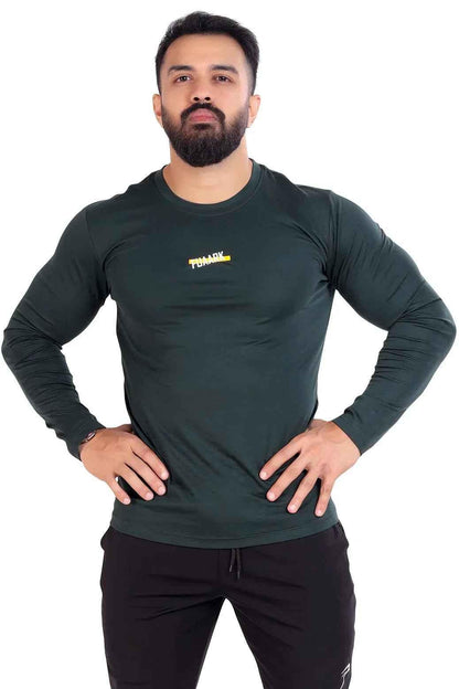 Fuaark Nz green full-sleeve T-shirt for men, casual style, soft fabric, comfortable fit, ideal for everyday wear.