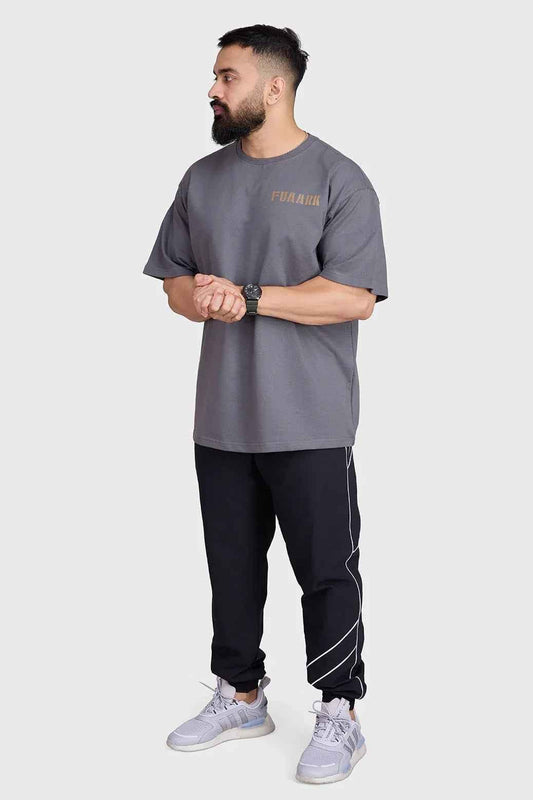 Charcoal Rage oversized T-shirt by Fuaark Nz, relaxed fit with soft fabric, casual style perfect for everyday wear.